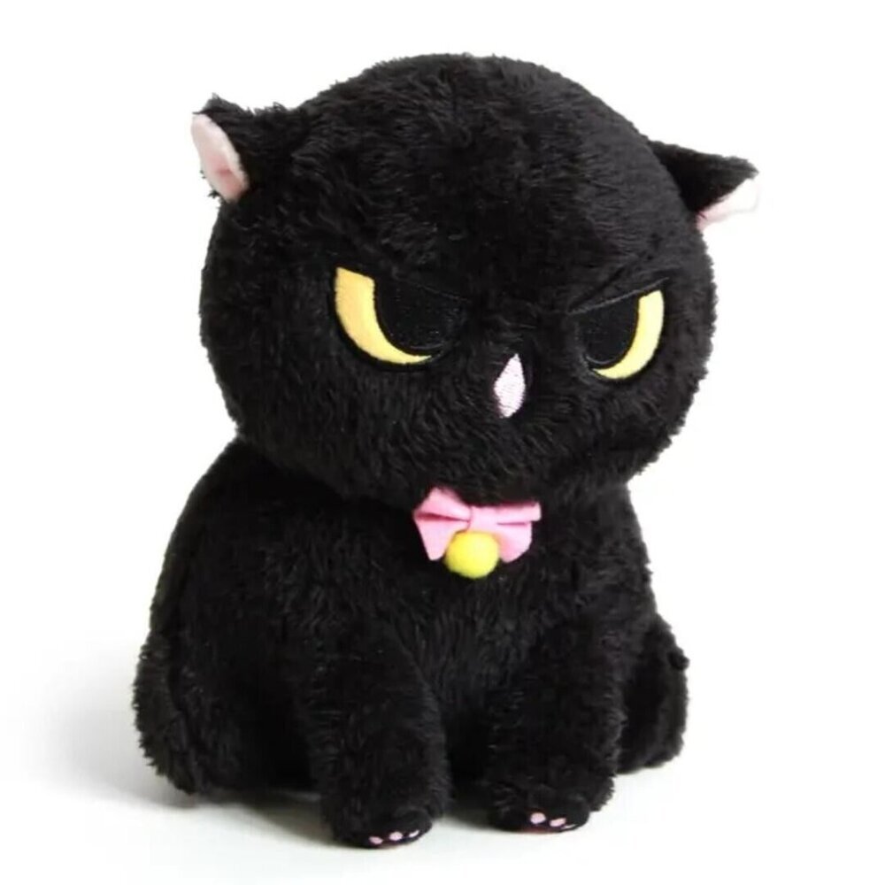 Angry Cat Plush - Fuzzy Black Void - with Red‎ Panda Hat that Fits Real Cats!